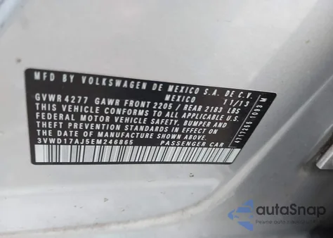 2014 Volkswagen Jetta 1.8T Se from USA, damaged, VIN 3VWD17AJ5EM246865
